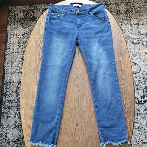 Jesse Jeans Mid-Rise Ankle Skinny Raw Hem Dark Wash Jeans Size Junior's 9